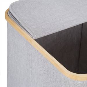 Wäschekorb mit Deckel & Rollen Braun - Grau - Bambus - Textil - 45 x 60 x 45 cm