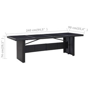 Table d'extérieur Noir - Métal - Polyrotin - 240 x 74 x 240 cm