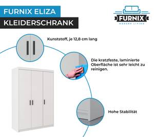 FURNIX Kleiderschrank Eliza 3D Weiß Weiß