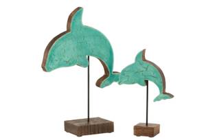Delphin Auf Blau - Holzart/Dekor - Holz teilmassiv - 32 x 8 x 2 cm