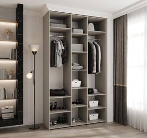 Armoire à portes battantes Como 2 Beige - Noir - Gris lumineux - 140 x 50 cm