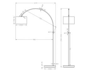 Bogenlampe dimmbar Stoffschirm Grau Grau - Silber