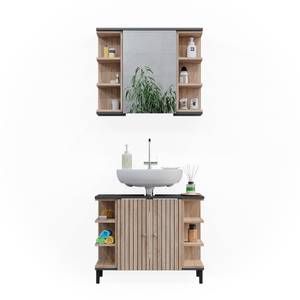 Badmöbel Set Aquis 40654 Braun - Grau - Holzwerkstoff - 79 x 64 x 30 cm