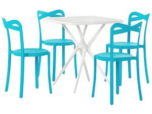 Set de salle à manger SERSALE Bleu - Turquoise - Blanc - Matière plastique - 70 x 80 x 70 cm