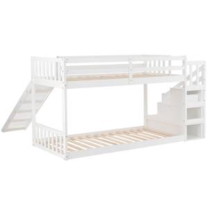 Etagenbett HomeyAtticⅠ Weiß - Holzwerkstoff - Massivholz - Holzart/Dekor - 223 x 125 x 243 cm