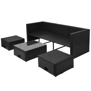 Gartenmöbel-Set Schwarz - Polyrattan - 56 x 28 x 66 cm