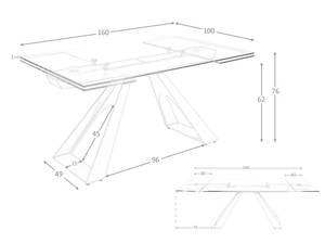 Table à manger 1125 Doré - Verre - 160 x 76 x 100 cm