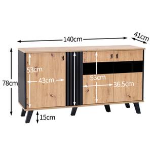 Sideboard Cronus Ⅶ Braun - Holzwerkstoff - Metall - Massivholz - Holzart/Dekor - 41 x 78 x 140 cm