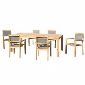 Gartenmöbel 6/8 Personen Teak Braun - Massivholz - Holzart/Dekor - 100 x 77 x 220 cm