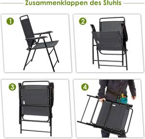 Outdoor-Klappstühlen AB92933DE(4er Set) Grau - Metall - 63 x 92 x 59 cm