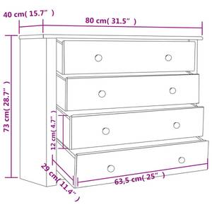 Schubladenschrank 298543 Weiß