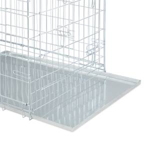 Cage pliable avec fond pour chien Argenté - Blanc - Métal - 76 x 59 x 53 cm