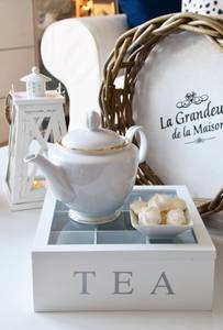 Teebox TEA, 9 Fächer, Teeaufbewahrung Weiß