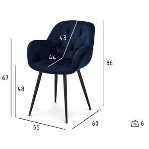 2er Set Esszimmerstühle  Salina Blau - Metall - 65 x 86 x 60 cm