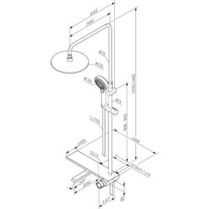 Duschsystem mit Regalmischer Flash Silber - Metall - 40 x 146 x 56 cm