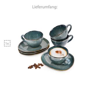 8-tlg. Kaffeetassen Set Darwin Blau - Stein - 27 x 39 x 20 cm