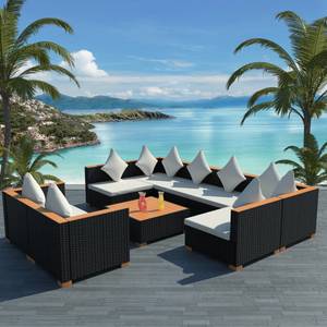 Gartenmöbel-Set Schwarz - Metall - Polyrattan - 74 x 29 x 74 cm