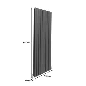 Flachheizkörper Grau - Metall - 70 x 160 x 6 cm