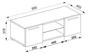 Bois TV Mural Lowboard Téléviseur Jusa Blanc crème - Blanc - Largeur : 95 cm