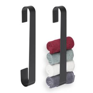 2 x Handtuchhalter ohne Bohren Edelstahl Schwarz - Metall - 45 x 6 x 6 cm