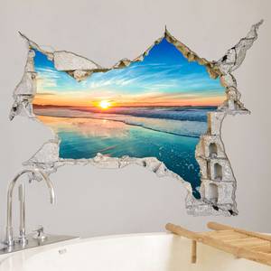 Wandtattoo - 3D Sonnenaufgang Meer 80 x 60 cm