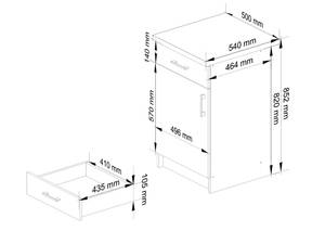 Küchenschrank LIMA 50 1T 1S Braun - Weiß - Holzwerkstoff - 50 x 82 x 45 cm