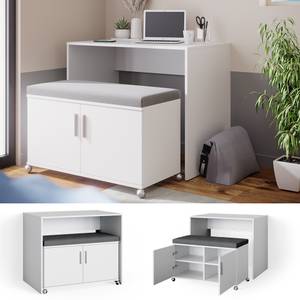 Schreibtisch Flona mit Sitzbank Grau - Weiß - Holzwerkstoff - 93 x 76 x 60 cm