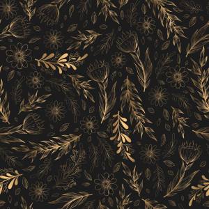 Tapete BLUMEN Blätter Natur im Boho-Stil Beige - Schwarz - Braun - Papier - Textil - 53 x 1000 x 1000 cm