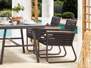 Gartenstuhl CANETTO 2-tlg Schwarz - Braun - Metall - 60 x 83 x 65 cm