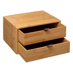 Holzschatulle, 2 Fächer, Bambus Braun - Bambus - 25 x 15 x 20 cm