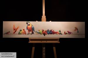 Acrylbild handgemalt Paradiesvögel Massivholz - Textil - 150 x 30 x 4 cm