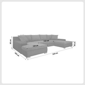 Ecksofa Boca U Form Dunkelgrau - Breite: 150 cm