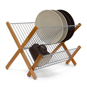 Égouttoir à vaisselle CROSS Marron - Argenté - Bambou - Métal - 38 x 27 x 29 cm
