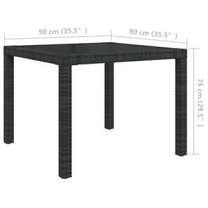 Garten-Essgruppe (3-tlg) 3094849 Schwarz - Kunststoff - Polyrattan - 90 x 75 x 90 cm