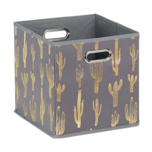 2 x Quadratische Faltbox mit Kaktusmotiv Gold - Grau - Metall - Papier - Textil - 29 x 29 x 29 cm