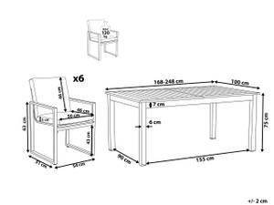 Gartenset PANCOLE 7-tlg Grau - Weiß - Metall - 248 x 89 x 100 cm