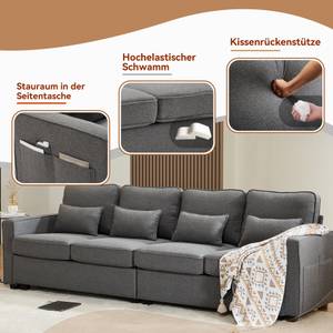 4-Sitzer Sofa Mercury Ⅷ Grau - Holzwerkstoff - Metall - Textil - Holzart/Dekor - Holz teilmassiv - 83 x 87 x 264 cm