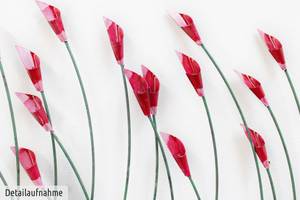 Wanddeko Metall Verspielte Blumen Grün - Rot - Metall - 123 x 55 x 5 cm