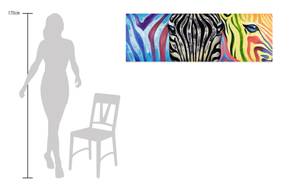 Tableau peint Psychedelic Zebra Bois massif - Textile - 150 x 50 x 4 cm