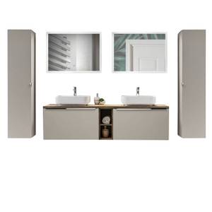 Bad Komplett-Set Taupe m. 2 LED-Spiegeln Braun - Holzwerkstoff - 270 x 200 x 46 cm