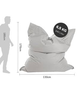 Sitzsack Outdoor XXL mit Schutzhülle Grau - 130 x 170 cm