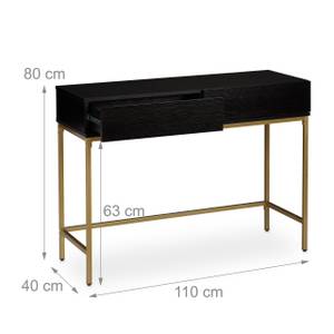 Table de console Doré Noir Noir - Doré - Bois manufacturé - Métal - 110 x 80 x 40 cm