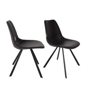 Lot de 2 chaises Franky Noir - Cuir synthétique - 56 x 83 x 46 cm