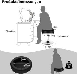 PU Drehhocker höhenverstellbar Schwarz - Kunstleder - 41 x 66 x 41 cm