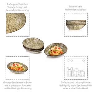 4-tlg. Pastaschalen Set Pompei Beige - Stein - 27 x 23 x 21 cm
