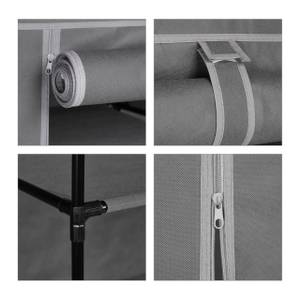 Stoffschrank mit Kleiderstange Grau - Metall - Kunststoff - Textil - 106 x 161 x 45 cm