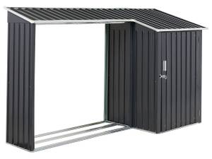 Gerätehaus mit Holzunterstand AOSTA Grau - Metall - 270 x 158 x 105 cm