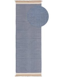 Tapis de couloir en laine Karla Bleu - 80 x 250 cm