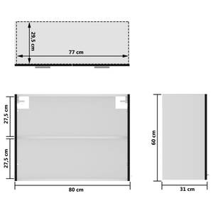 Armoire en verre suspendue 3016496-12 Noir - Blanc - Largeur : 80 cm