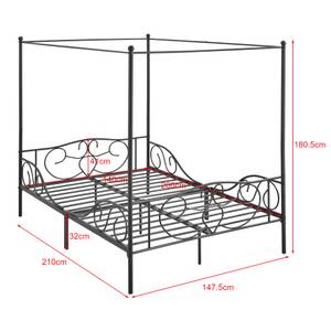 Himmelbett Finström Schwarz - Breite: 148 cm